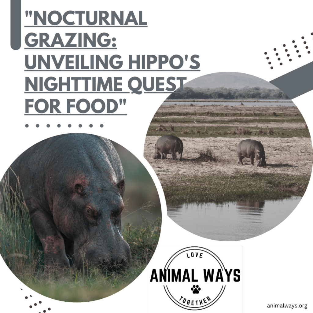 A visual representation of a hippo grazing at night to find food, showcasing their nocturnal habits.